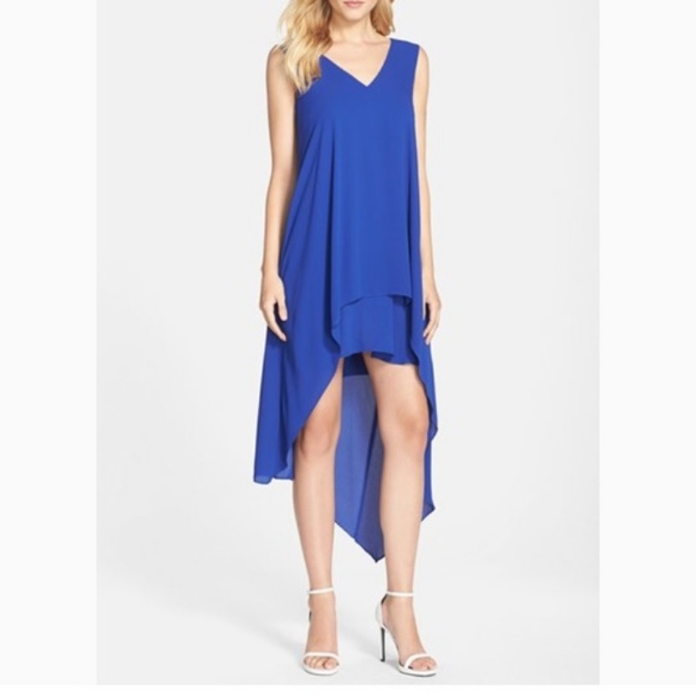 BCBGMAXAZRIA Women's Kaira V-Neck Asymmetrical-Hem